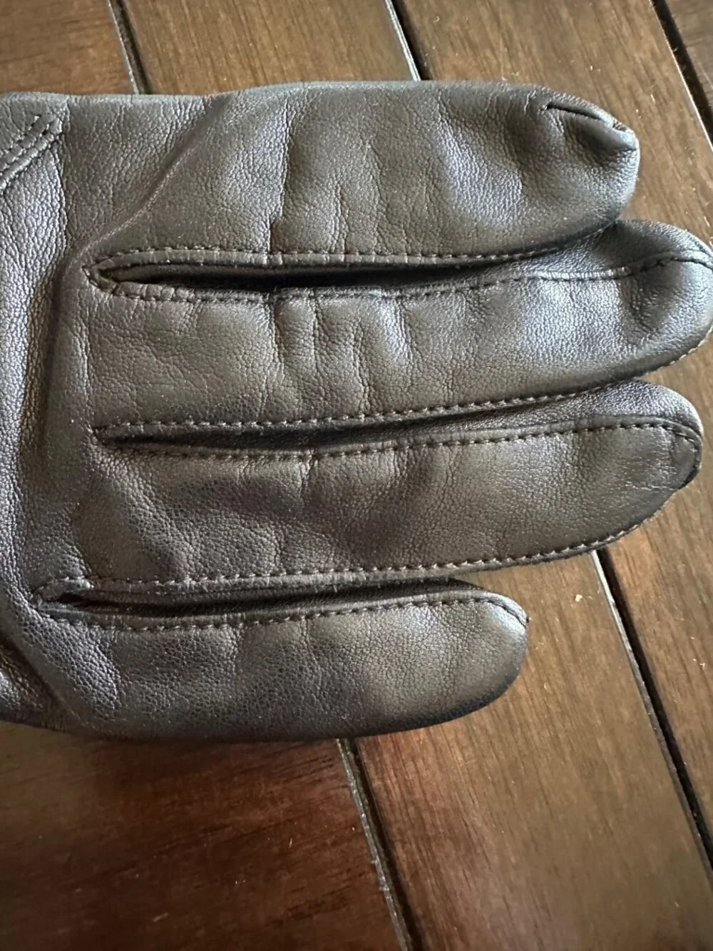 Fownes Vintage Black Leather Gloves 6 1/2 Acrylic Lining Stiched Design